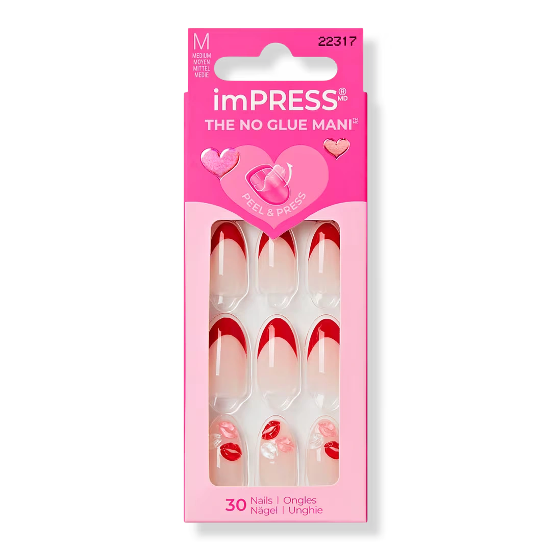 Impress French Design Medium Almond Press On Nails  Lover